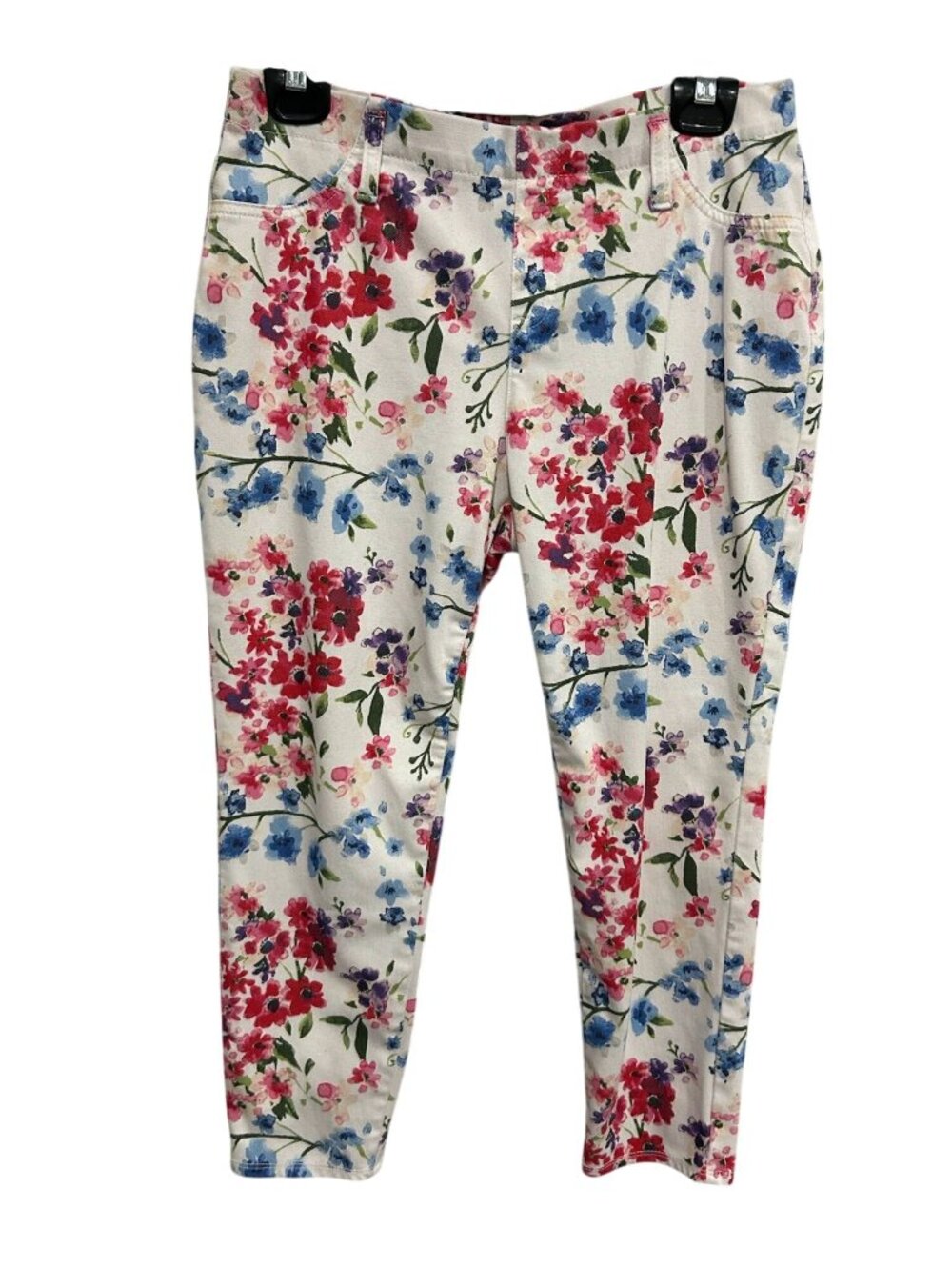 Faded Glory Medium Floral Print Skinny Pants Multicolor Stretch Boho Gardencore